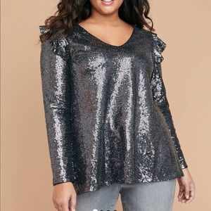Lane Bryant Cold Shoulder Sequin Top - Size 18